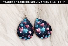 Heart Teardrop Earring Sublimation PNG Design Product Image 1