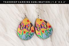 Butterfly Teardrop Earring Sublimation PNG Design Product Image 1