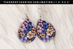 Flower Teardrop Earring Sublimation PNG Design Product Image 1