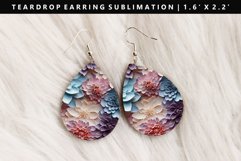Flower Teardrop Earring Sublimation PNG Design Product Image 1