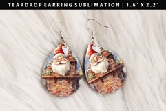 Funny Santa Teardrop Earring Sublimation PNG Design Product Image 1