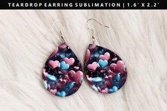 Heart Teardrop Earring Sublimation PNG Design Product Image 1