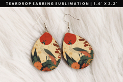 Hanafuda Teardrop Earring Sublimation PNG Design Product Image 1