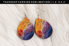 Rainbow Teardrop Earring Sublimation PNG Design Product Image 1