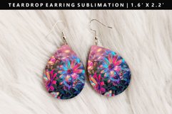 Flower Teardrop Earring Sublimation PNG Design Product Image 1