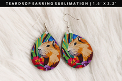 Capybara Teardrop Earring Sublimation PNG Design Product Image 1