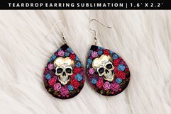 Skull Teardrop Earring Sublimation PNG Design Product Image 1
