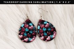Heart Teardrop Earring Sublimation PNG Design Product Image 1