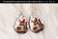 Funny Santa Teardrop Earring Sublimation PNG Design Product Image 1