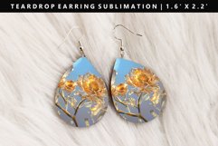 Flower Teardrop Earring Sublimation PNG Design Product Image 1