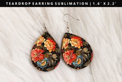 Flower Teardrop Earring Sublimation PNG Design Product Image 1