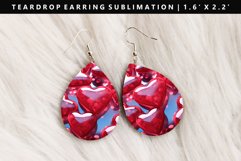 Puff Heart Teardrop Earring Sublimation PNG Design Product Image 1