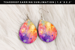 Rainbow Teardrop Earring Sublimation PNG Design Product Image 1