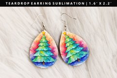 Watercolor Teardrop Earring Sublimation PNG Design Product Image 1