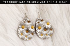 Flower Teardrop Earring Sublimation PNG Design Product Image 1