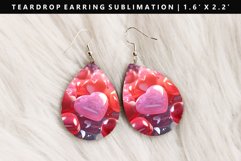 Puff Heart Teardrop Earring Sublimation PNG Design Product Image 1