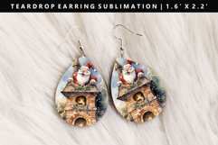 Funny Santa Teardrop Earring Sublimation PNG Design Product Image 1