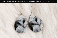 Owl Teardrop Earring Sublimation PNG Design Product Image 1