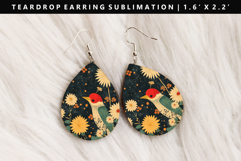 Hanafuda Teardrop Earring Sublimation PNG Design Product Image 1