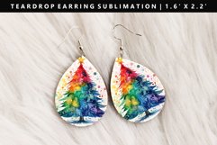 Watercolor Teardrop Earring Sublimation PNG Design Product Image 1