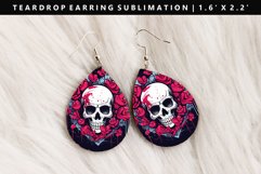 Skull Teardrop Earring Sublimation PNG Design Product Image 1