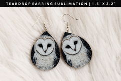 Owl Teardrop Earring Sublimation PNG Design Product Image 1