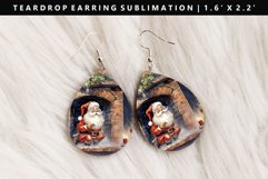 Funny Santa Teardrop Earring Sublimation PNG Design Product Image 1