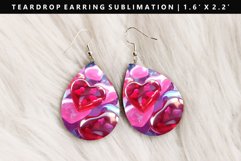 Puff Heart Teardrop Earring Sublimation PNG Design Product Image 1