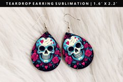 Skull Teardrop Earring Sublimation PNG Design Product Image 1
