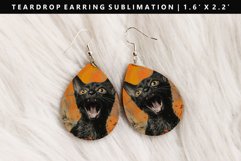 Funny Cat Teardrop Earring Sublimation PNG Design Product Image 1