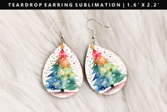 Watercolor Teardrop Earring Sublimation PNG Design Product Image 1
