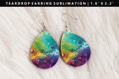 Rainbow Teardrop Earring Sublimation PNG Design Product Image 1