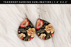 Flower Teardrop Earring Sublimation PNG Design Product Image 1