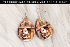 Funny Santa Teardrop Earring Sublimation PNG Design Product Image 1