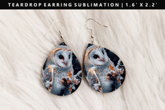 Owl Teardrop Earring Sublimation PNG Design Product Image 1