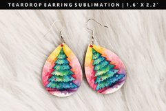 Watercolor Teardrop Earring Sublimation PNG Design Product Image 1