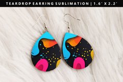 Retro Pop Art Teardrop Earring Sublimation PNG Design Product Image 1