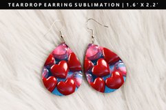 Puff Heart Teardrop Earring Sublimation PNG Design Product Image 1