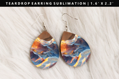 Abstract Teardrop Earring Sublimation PNG Design Product Image 1