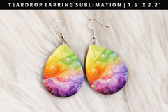 Rainbow Teardrop Earring Sublimation PNG Design Product Image 1