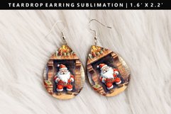 Funny Santa Teardrop Earring Sublimation PNG Design Product Image 1