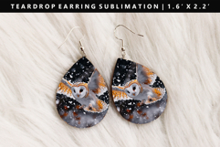 Owl Teardrop Earring Sublimation PNG Design Product Image 1