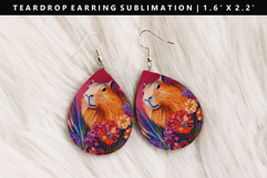 Capybara Teardrop Earring Sublimation PNG Design Product Image 1