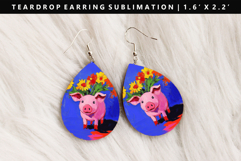 Pig Teardrop Earring Sublimation PNG Design Product Image 1