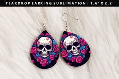 Skull Teardrop Earring Sublimation PNG Design Product Image 1