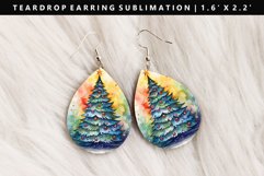 Watercolor Teardrop Earring Sublimation PNG Design Product Image 1