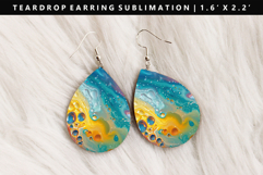 Rainbow Teardrop Earring Sublimation PNG Design Product Image 1