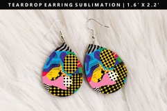 Retro Pop Art Teardrop Earring Sublimation PNG Design Product Image 1