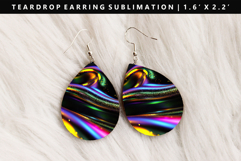 Abstract Teardrop Earring Sublimation PNG Design Product Image 1