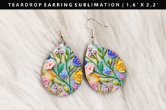 Flower Teardrop Earring Sublimation PNG Design Product Image 1